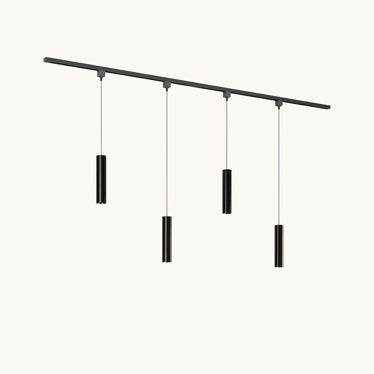 LUSENZ Railverlichting Pakket - Recht - 2x 1 m rail - 4 hanglampen - Incl. 2700K GU10 - IP20 - Modulair - 230V - Belano(M) - Zwart