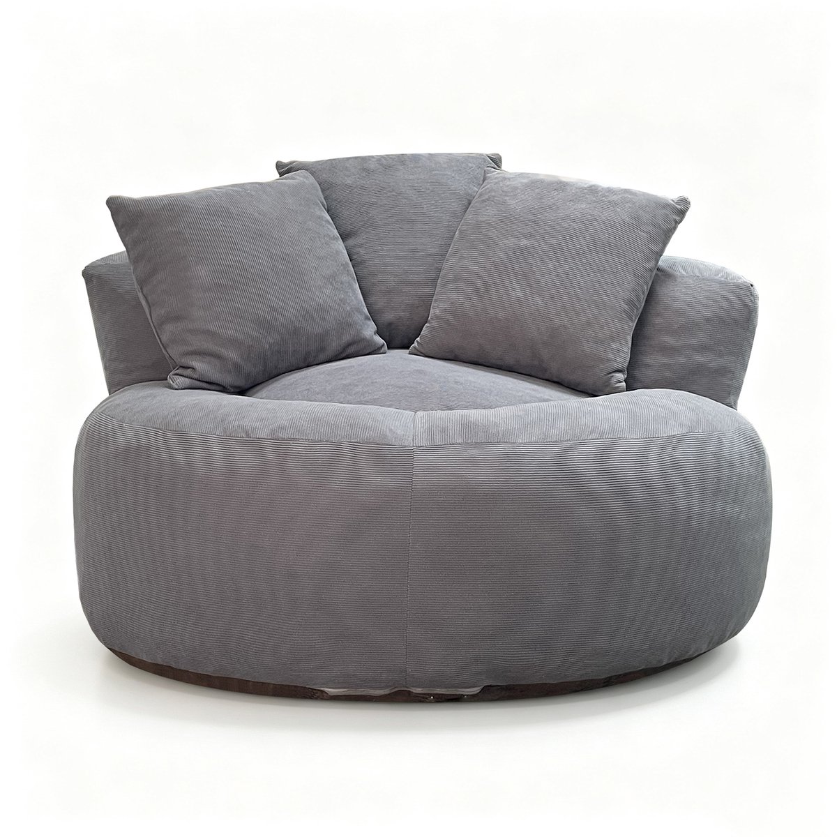 Ropilly Grote Ronde Zitzak Stoel - Corduroy Vloerstoel Grijs - Comfortabele Lounge Stoel - Voor Woonkamer & Slaapkamer - 120x120x65 cm