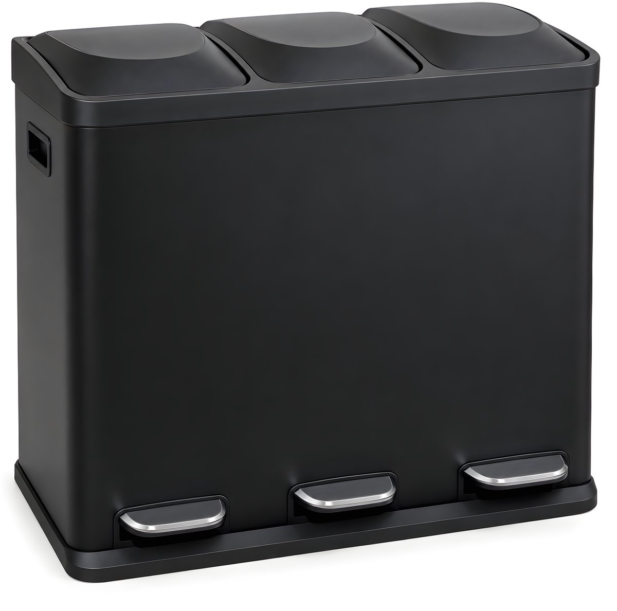 Five Stars® Prullenbak 60 Liter - 3x20L - Pedaalemmer met 3 Vakken - Afvalscheiding - RVS - Soft Close Deksel - Zwart