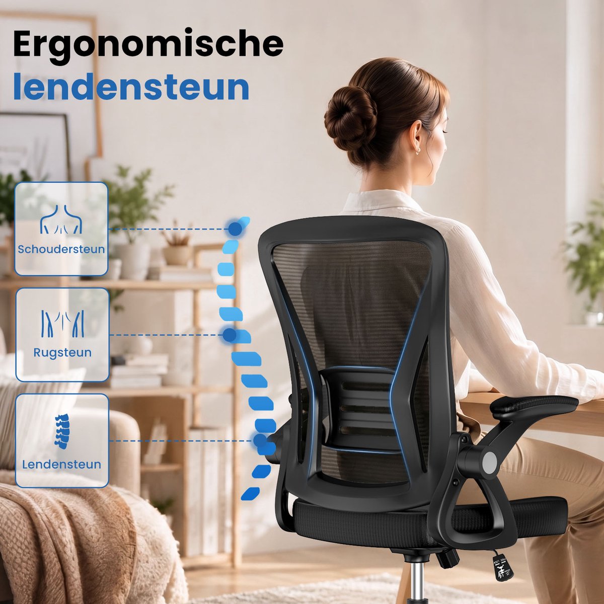 DMN Europe Ergonomische Bureaustoel met Opklapbare Armsteunen - afbeelding 3