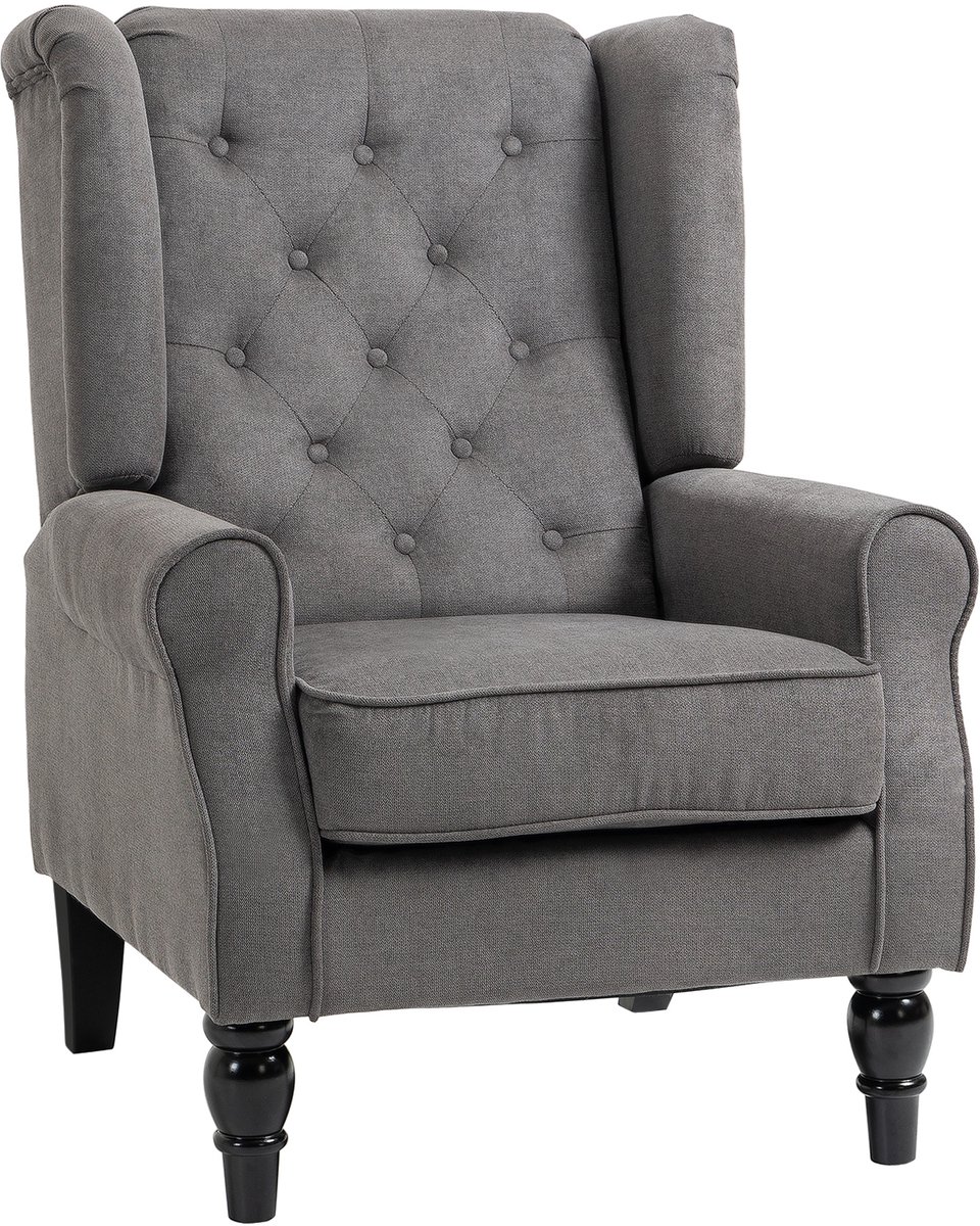 Homcom Fauteuil Sneeuw Flanel (100% polyester) - 74 x 86 x 102 cm - Grijs