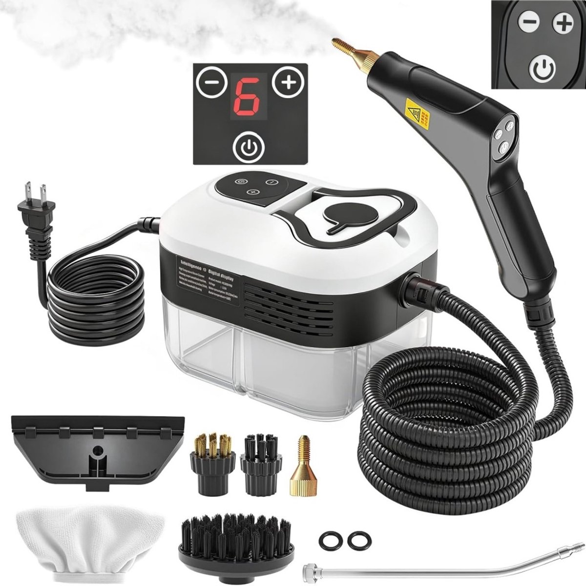 Stoomreiniger Handbediend - 2500 W Vermogen - Hoge Druk 1,8-4,5 Bar - 105°C Temperatuur - Multifunctioneel - Handstoomreiniger