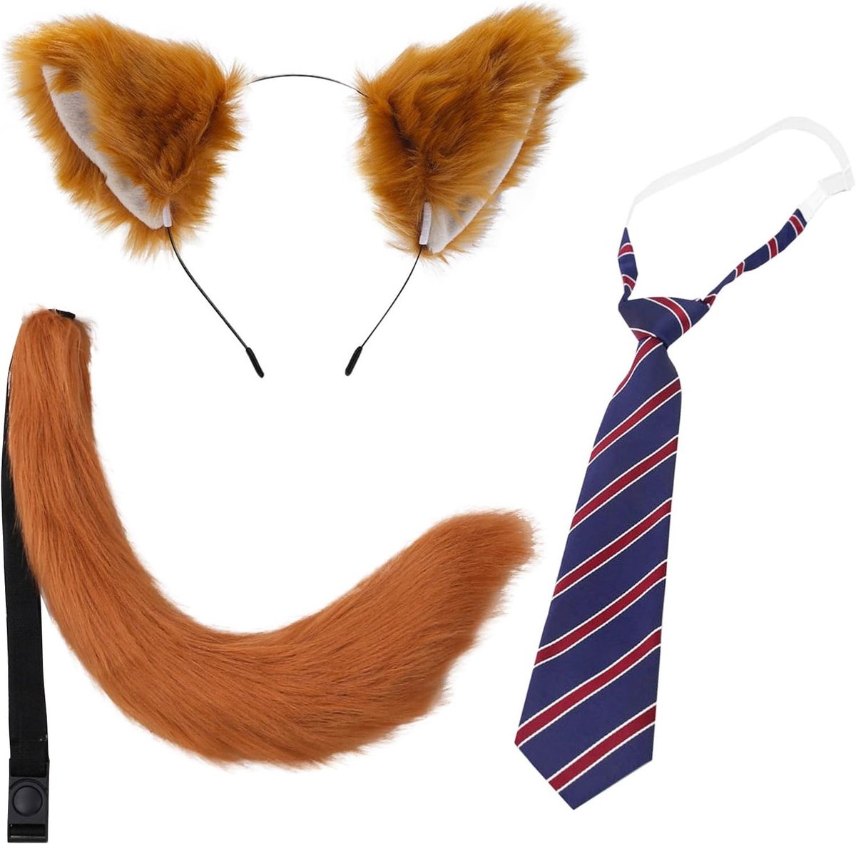 3-delige Vos Kostuum Accessoires Set, Vos Oren, Staart en Strik voor Kinderen en Volwassenen, Perfect voor Halloween en Feestjes