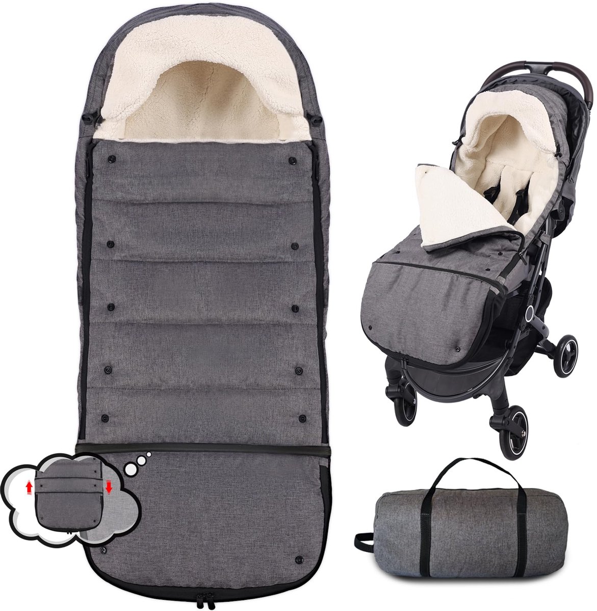 Universele Voetenzak voor Kinderwagen, Extra Grote Baby Voetenzak Winter, Uitbreidbare Lengte, Ergonomisch Design - ShopVlot