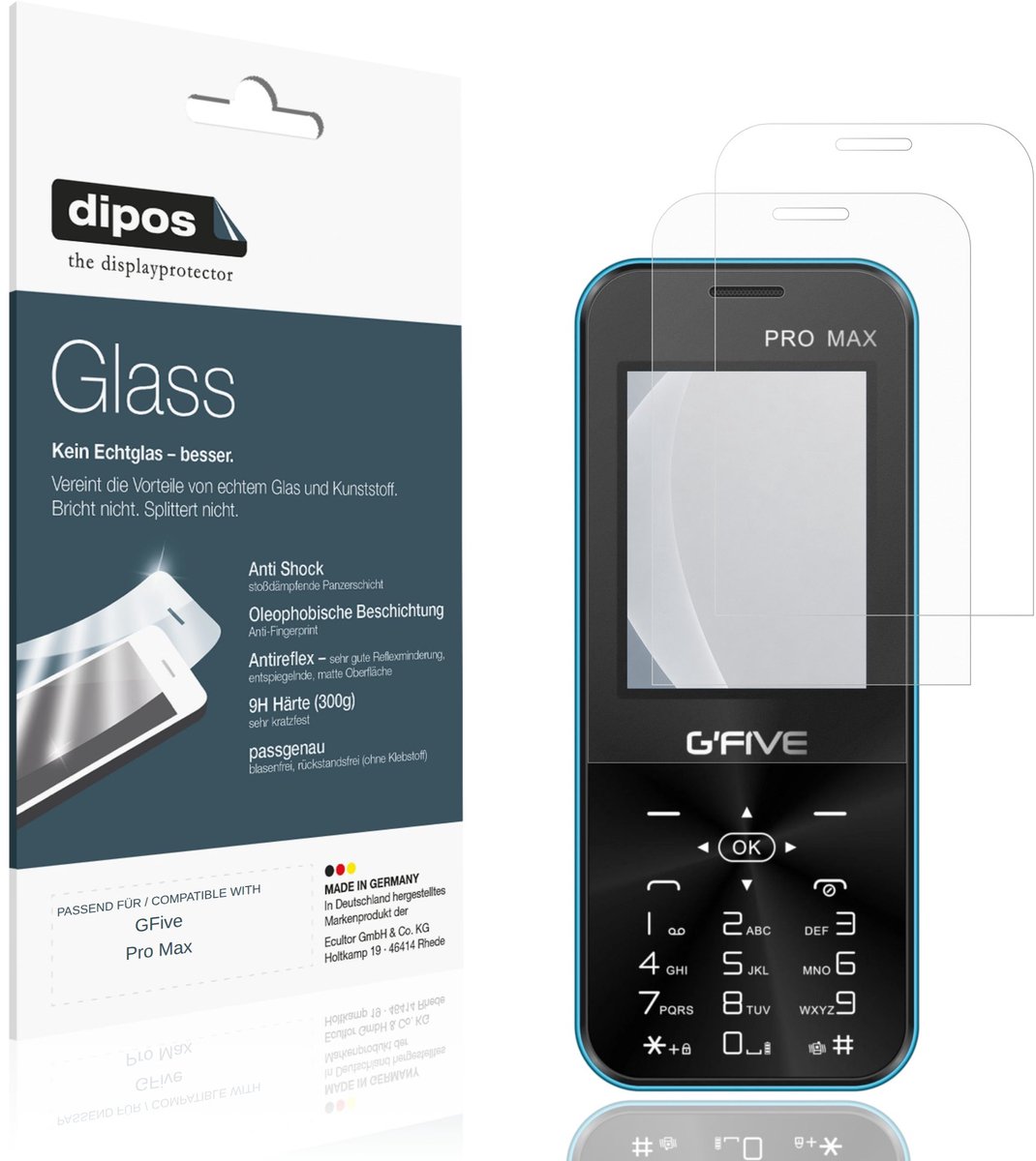 dipos – 2x Matte Pantserfolie geschikt voor GFive Pro Max | 9H Screenprotector