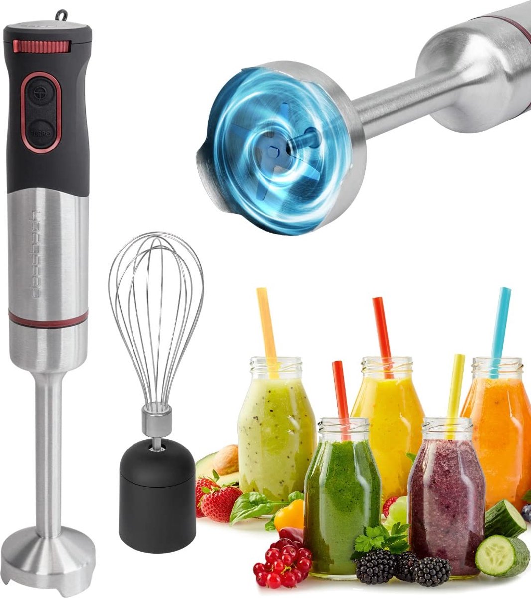 Classbach® 2 in 1 staafmixerset met garde + staafmixer, blender, XXL blender, geschikt voor smoothies, cocktails, pap - ShopVlot