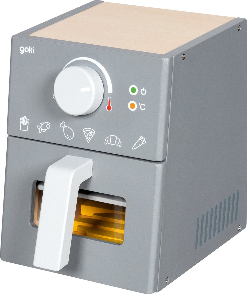 Goki houten speelgoed airfryer met accessoires - 16dlg.