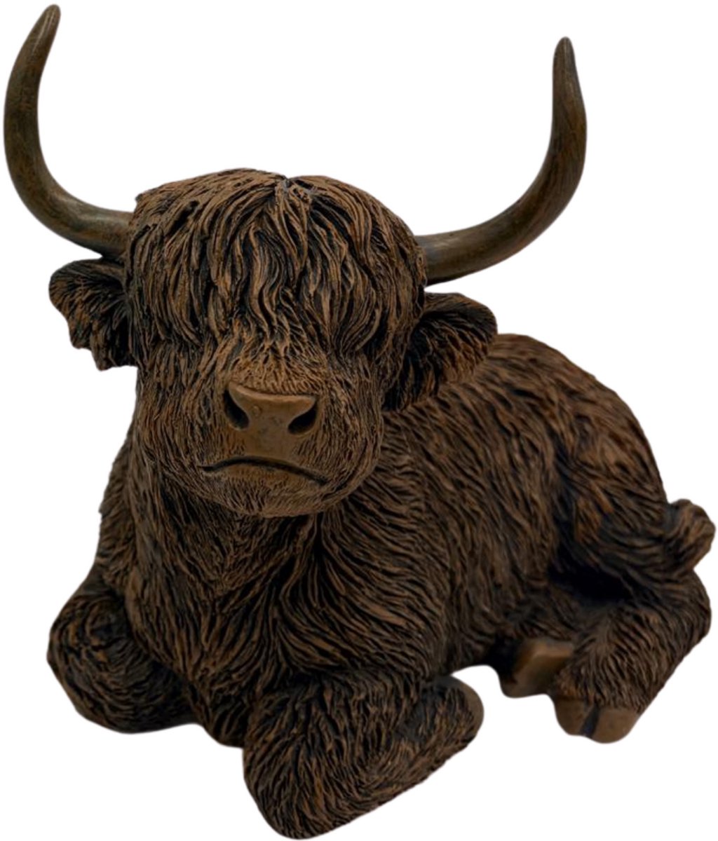 Landelijke Hooglander liggend S- stoer sober- Moederdag- Cadeau- woondecoratie