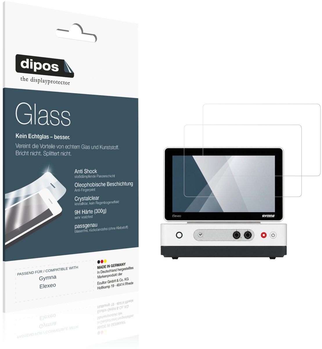 dipos – 2x Pantserfolie geschikt voor Gymna Elexeo | 9H Screenprotector