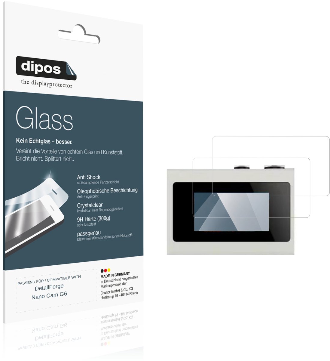dipos – 2x Pantserfolie geschikt voor DetailForge Nano Cam G6 | 9H Screenprotector