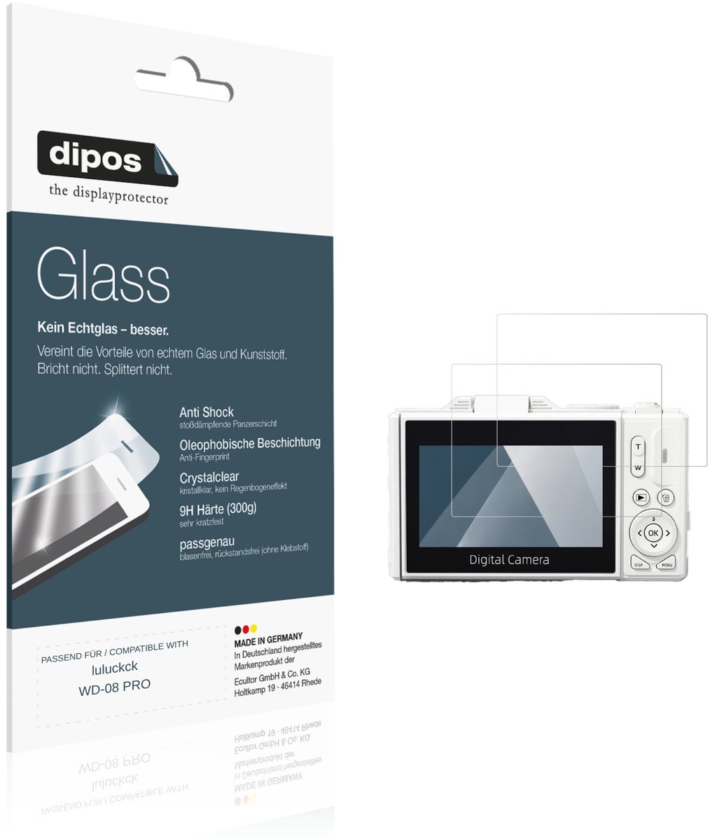 dipos – 2x Pantserfolie geschikt voor luluckck WD-08 PRO | 9H Screenprotector
