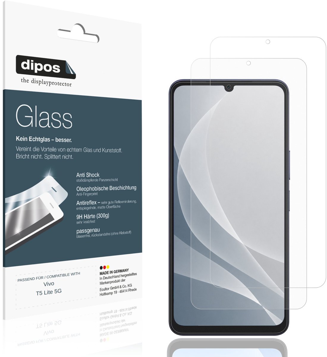 dipos – 2x Matte Pantserfolie geschikt voor Vivo T5 Lite 5G | 9H Screenprotector