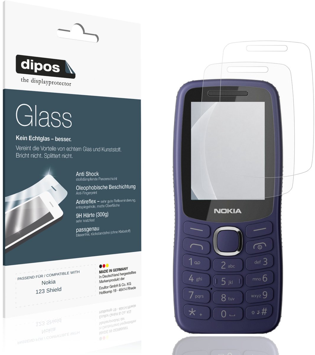 dipos – 2x Matte Pantserfolie geschikt voor Nokia 123 Shield | 9H Screenprotector