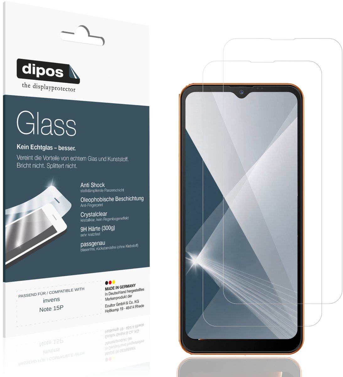 dipos – 2x Pantserfolie geschikt voor invens Note 15P | 9H Screenprotector