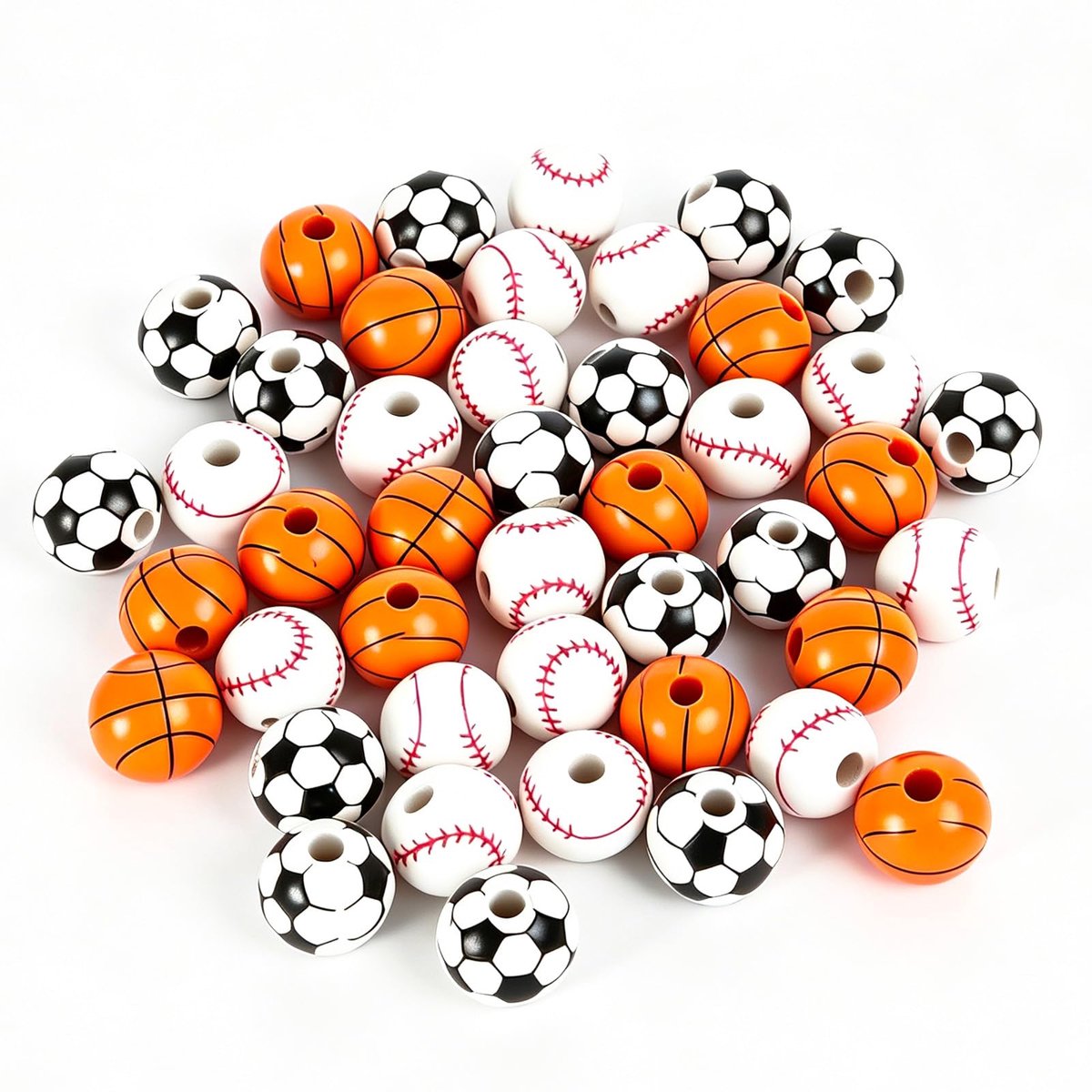 50 Stuks Gemengde Sport Silicone Kralen Voetbal Basketbal - ShopVlot