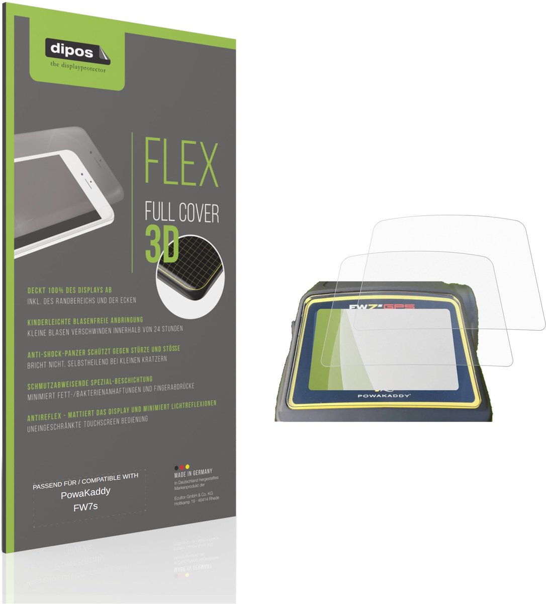 dipos FLEX – 2x Matte Screenprotector geschikt voor PowaKaddy FW7s | Volledige Schermbescherming | Case-Friendly
