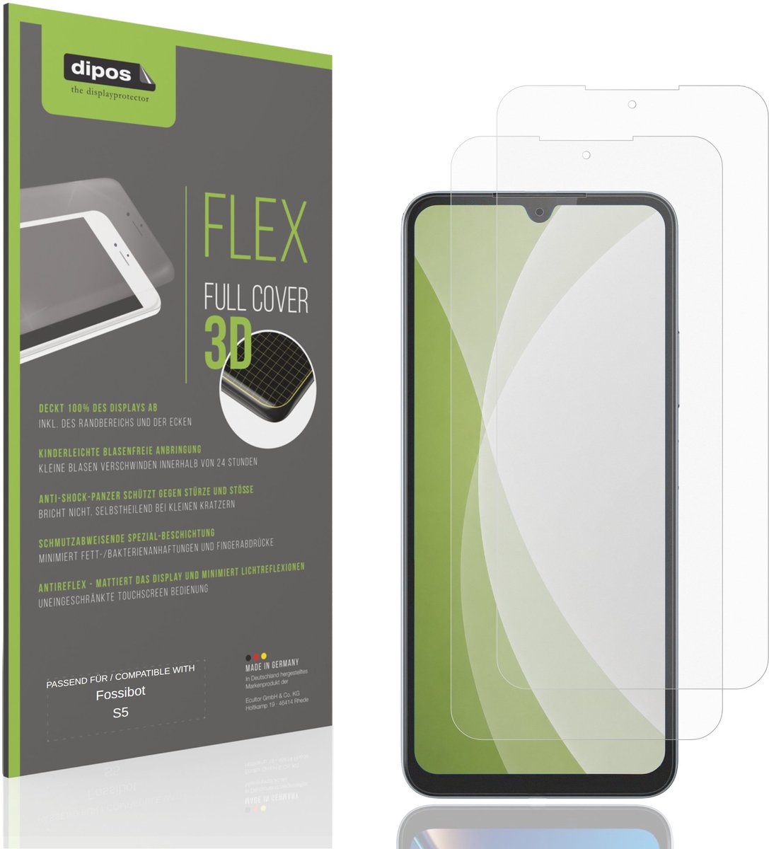 dipos FLEX – 2x Matte Screenprotector geschikt voor Fossibot S5 | Volledige Schermbescherming | Case-Friendly