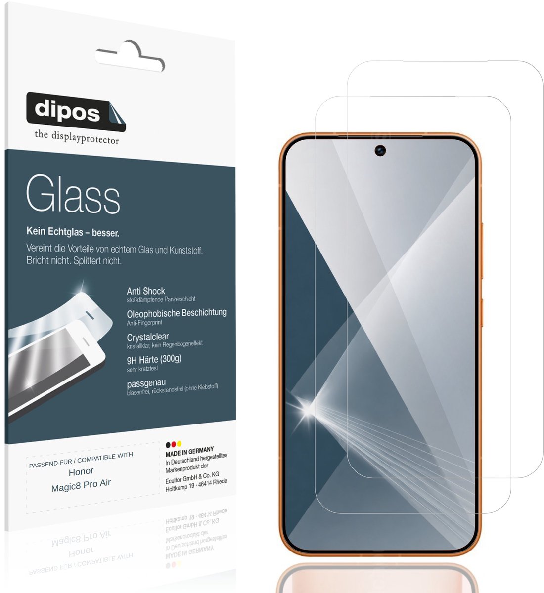 dipos – 2x Pantserfolie geschikt voor Honor Magic8 Pro Air | 9H Screenprotector