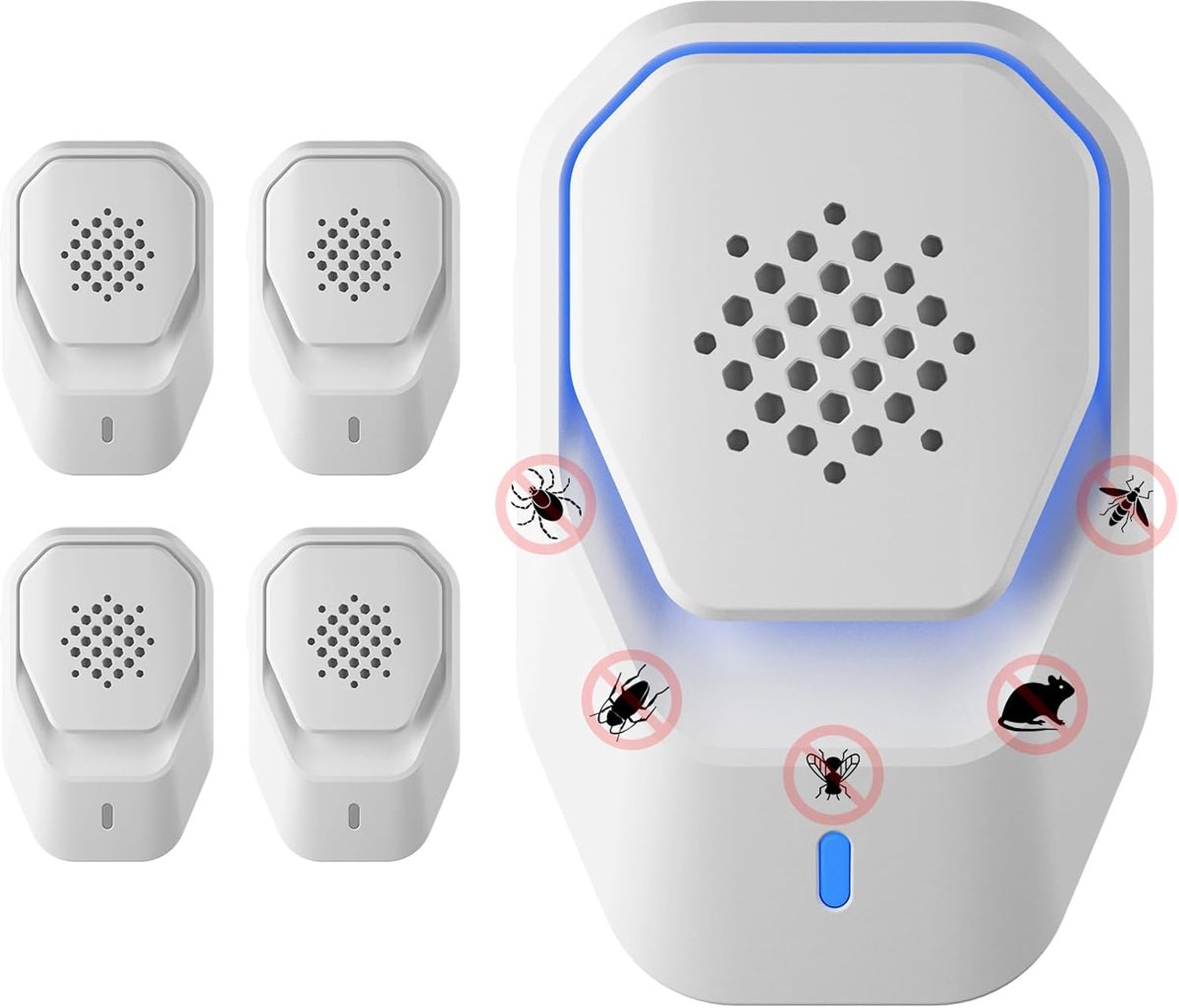 Ultrasone ongediertebestrijder, 4 stuks plug-in ultrasone muizenafweer, knaagdierafweermiddel voor binnen, werkt effectief tegen kakkerlakken, spinnen, ratten, muggen, insecten en knaagdieren.
