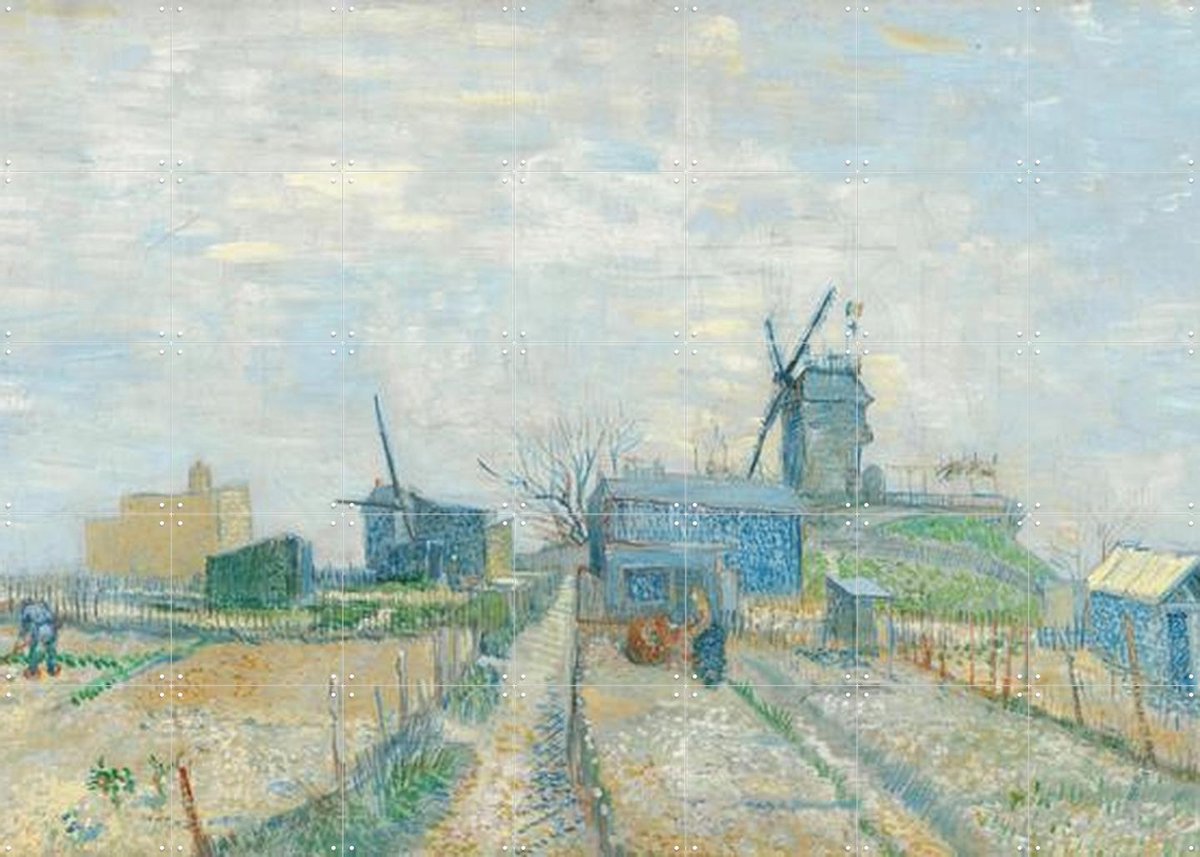 IXXI Montmartre: molens en moestuinen (1887), Vincent van Gogh (1853 - 1890) & Van Gogh Museum - 140 x 100 cm - Gratis ophangtool - Grote