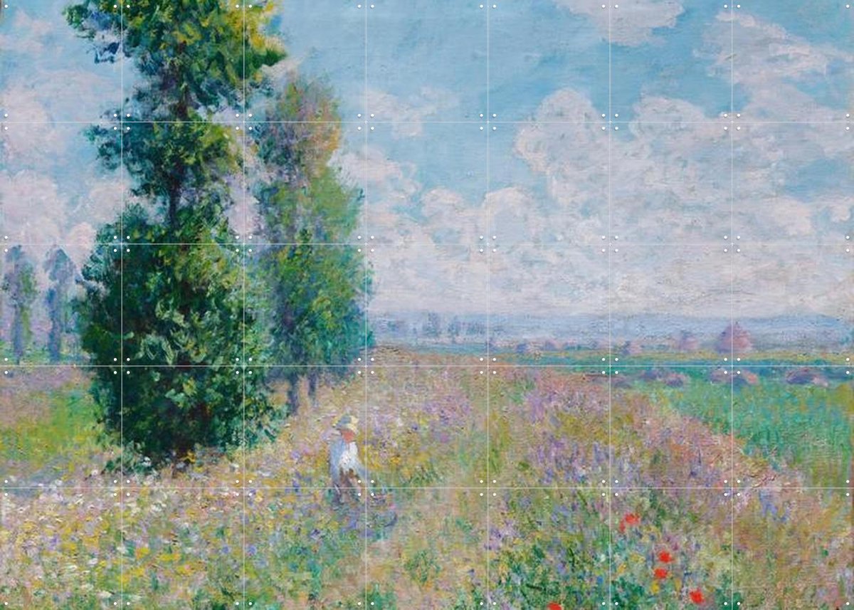 IXXI Meadow with Poplars, Claude Monet & Museum of Fine Arts Boston - 140 x 100 cm - Gratis ophangtool - Grote wanddecoratie en posters -
