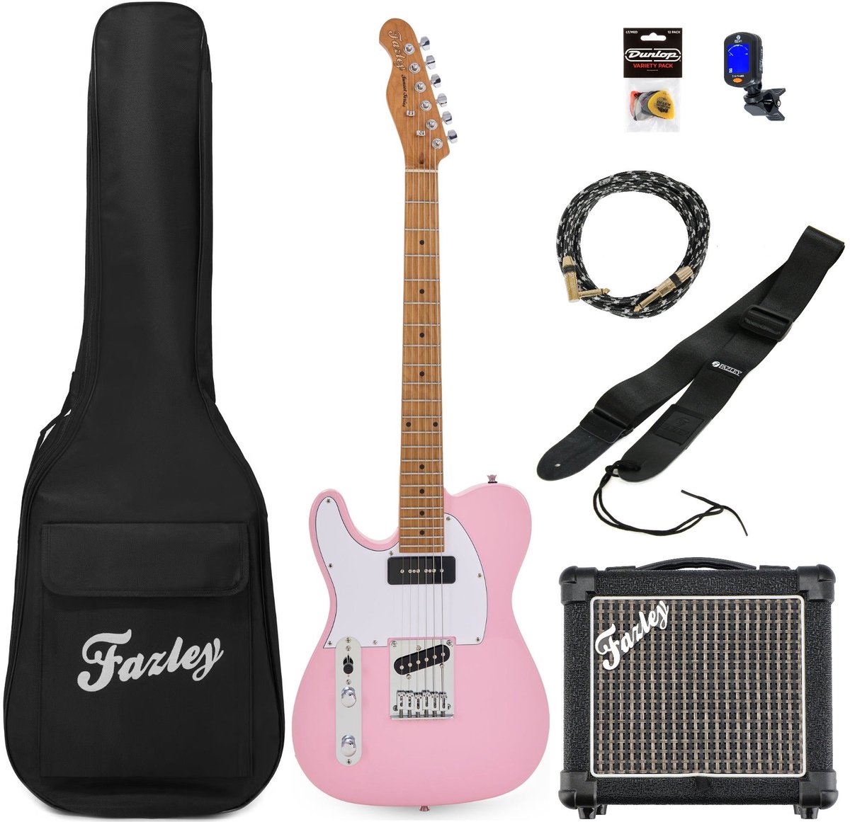 Elektrische gitaar starterset Fazley Sunset Series Tempest 90 Shell Pink Left-Handed