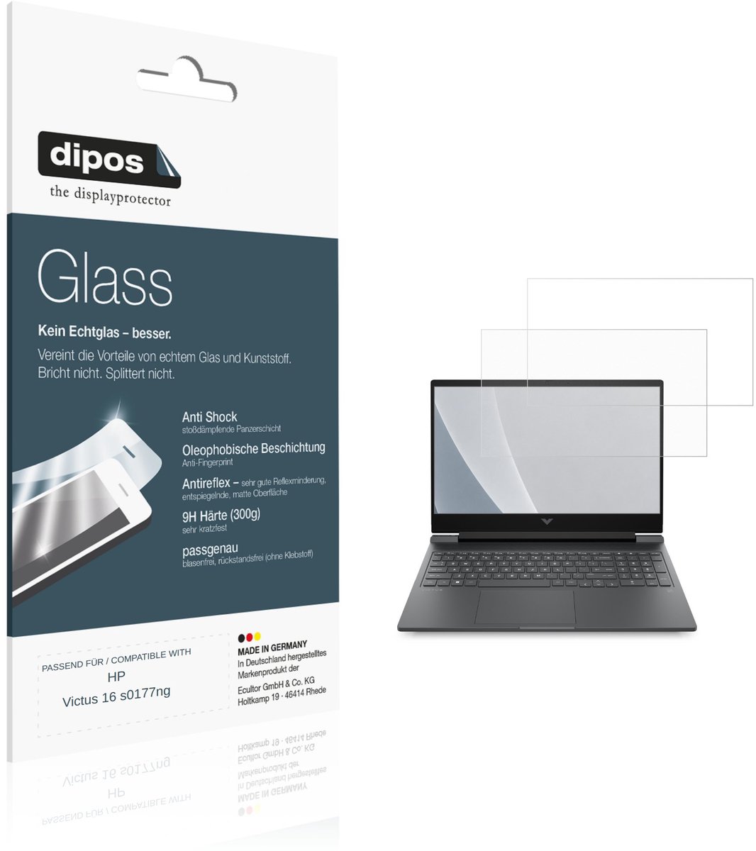 dipos – 2x Matte Pantserfolie geschikt voor HP Victus 16 s0177ng | 9H Screenprotector