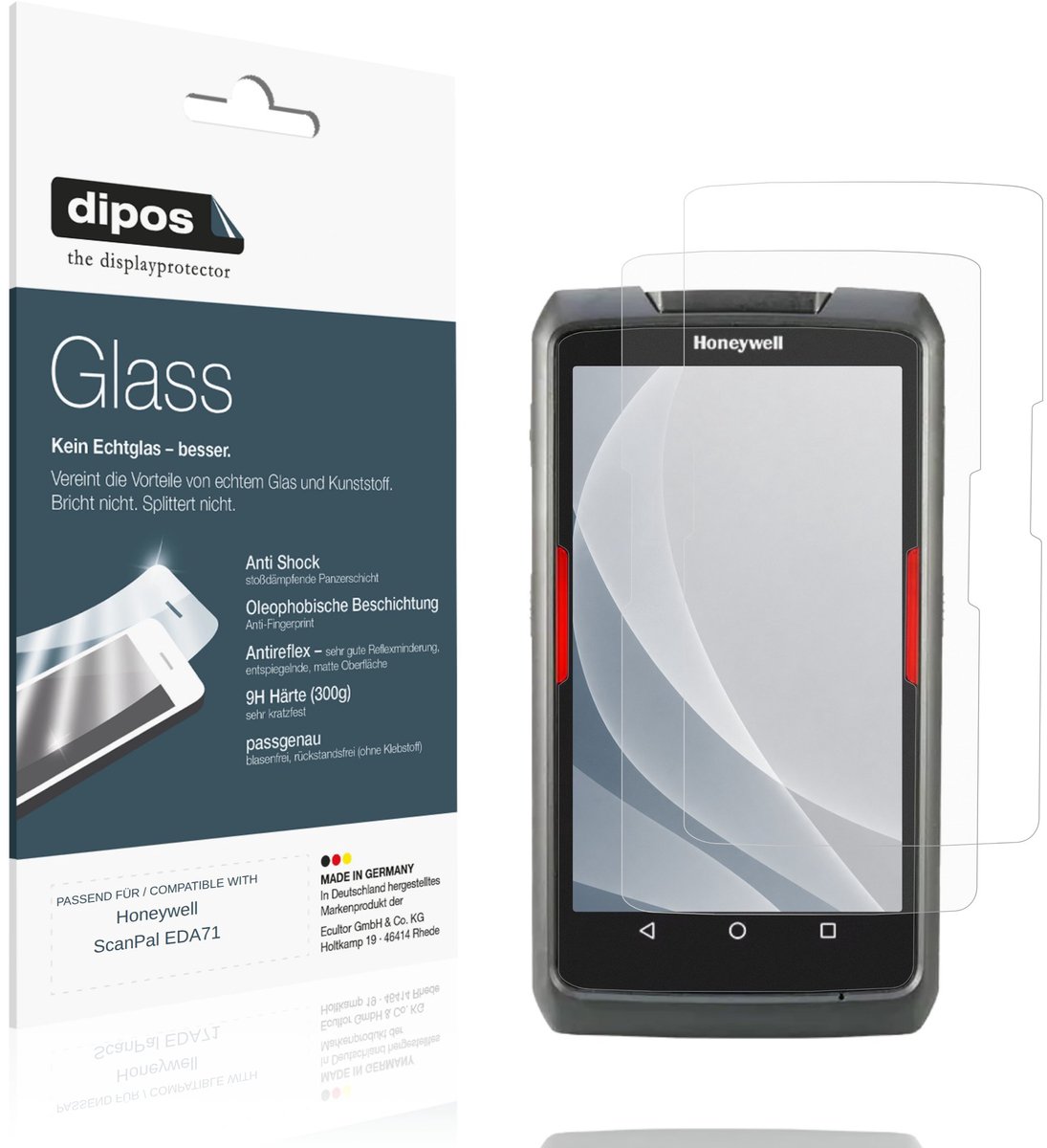 dipos – 2x Matte Pantserfolie geschikt voor Honeywell ScanPal EDA71 | 9H Screenprotector