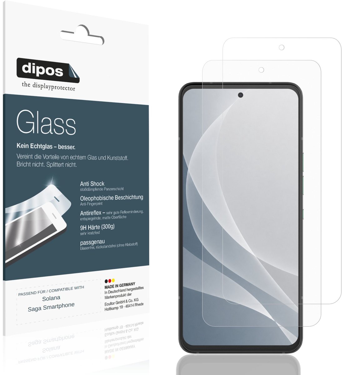 dipos – 2x Matte Pantserfolie geschikt voor Solana Saga Smartphone | 9H Screenprotector