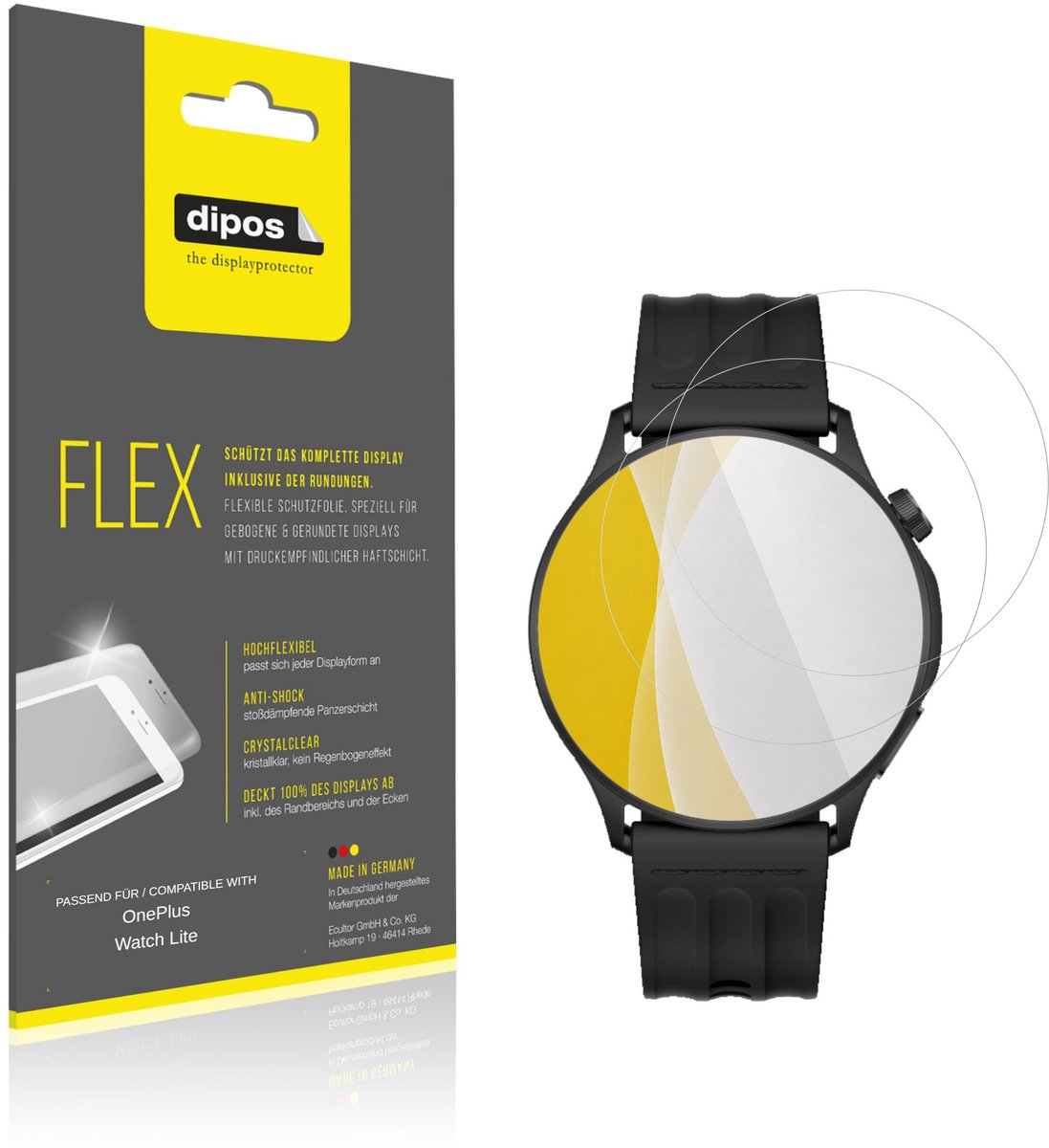 dipos – 2x Beschermfolie geschikt voor OnePlus Watch Lite | 3D Full Cover Screenprotector | 100% Passend