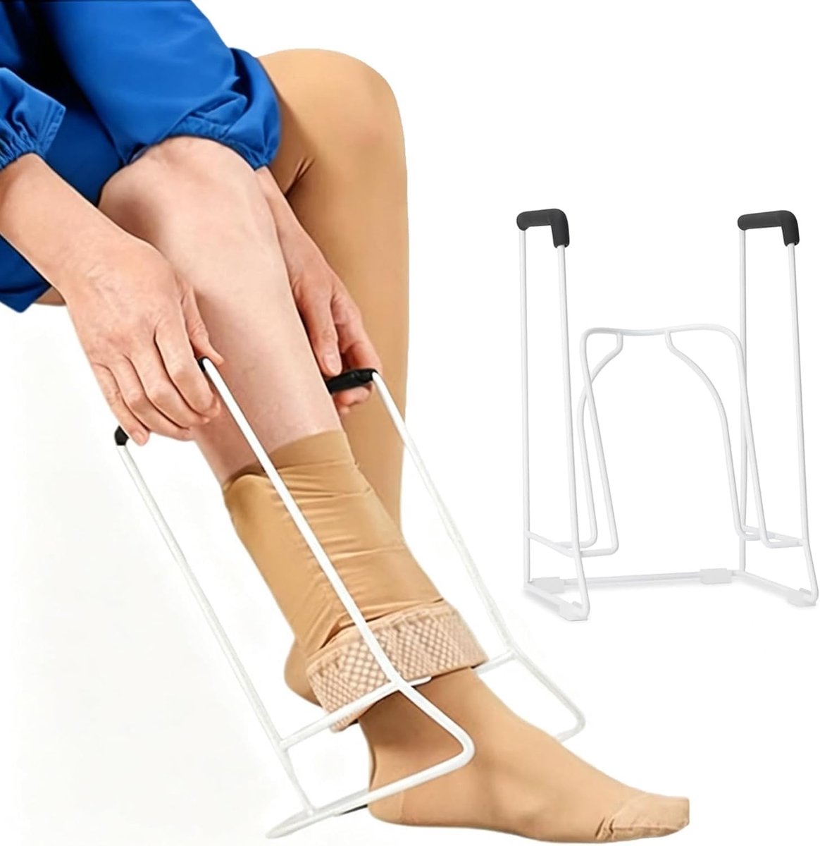 Metalen Kousenaantrekker – Ergonomisch Gebogen Ontwerp – Praktisch Hulpmiddel voor het Aantrekken van Sokken en Kousen