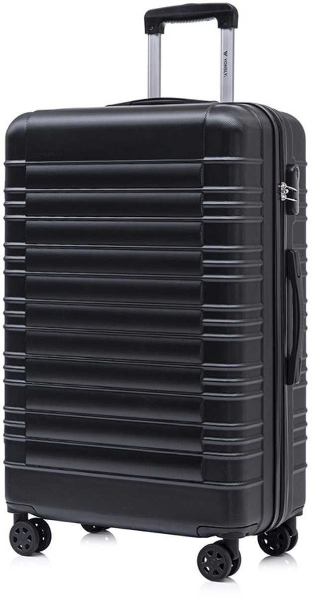 YONSLY Handbagage Koffer - 66cm - 66 L - Cijferslot- 360° Draaibare Wielen - Trolley- 66 x 43 x 26 cm - Zwart