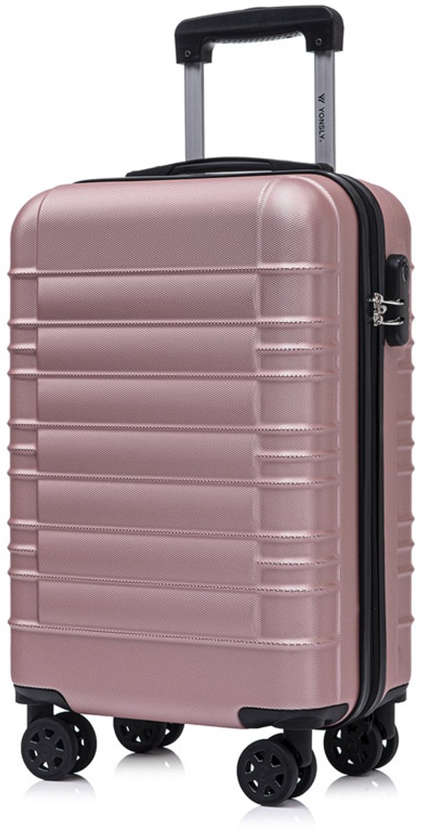 YONSLY Handbagage Koffer - 55cm - 40 L - Cijferslot- 360° Draaibare Wielen - Roségoud