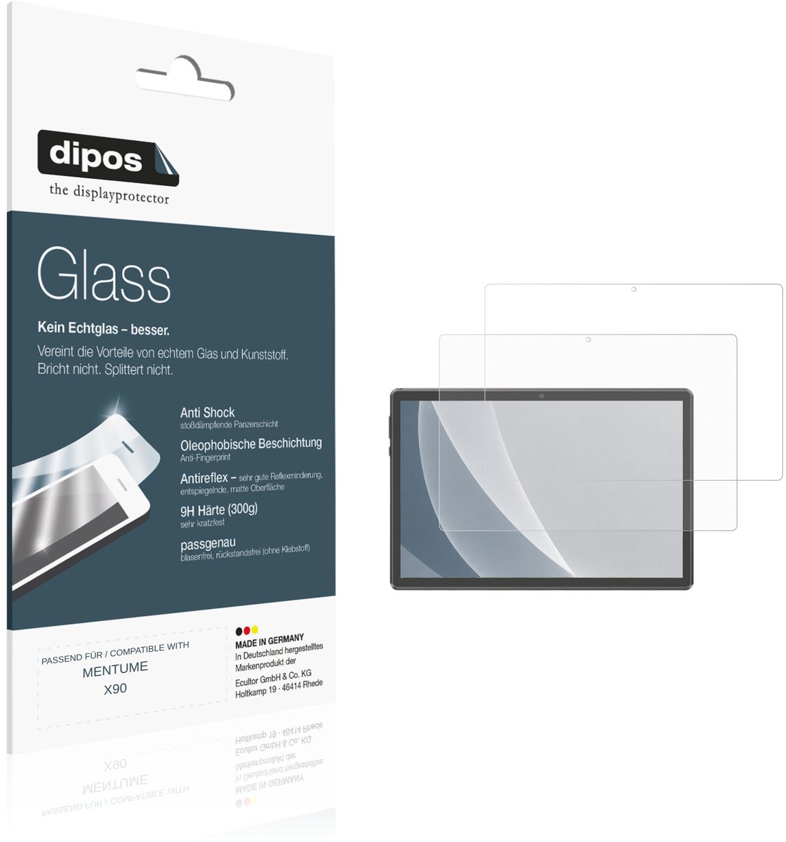dipos – 2x Matte Pantserfolie geschikt voor MENTUME X90 | 9H Screenprotector