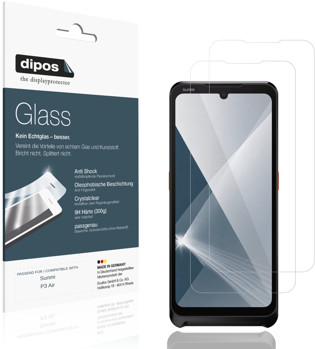 dipos – 2x Pantserfolie geschikt voor Sunmi P3 Air | 9H Screenprotector