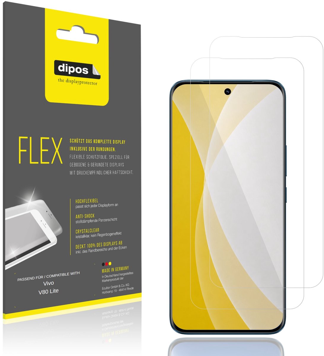 dipos – 2x Beschermfolie geschikt voor Vivo V80 Lite | 3D Full Cover Screenprotector | 100% Passend