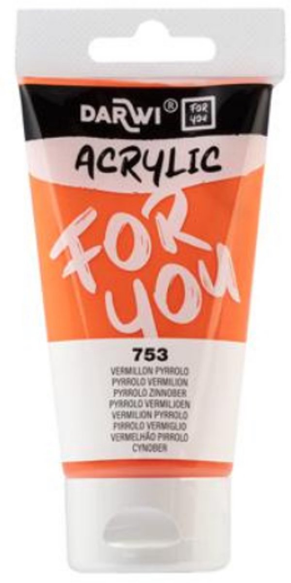 Darwi For You acrylverf 75 ml in tube pyrrolo vermiljoen