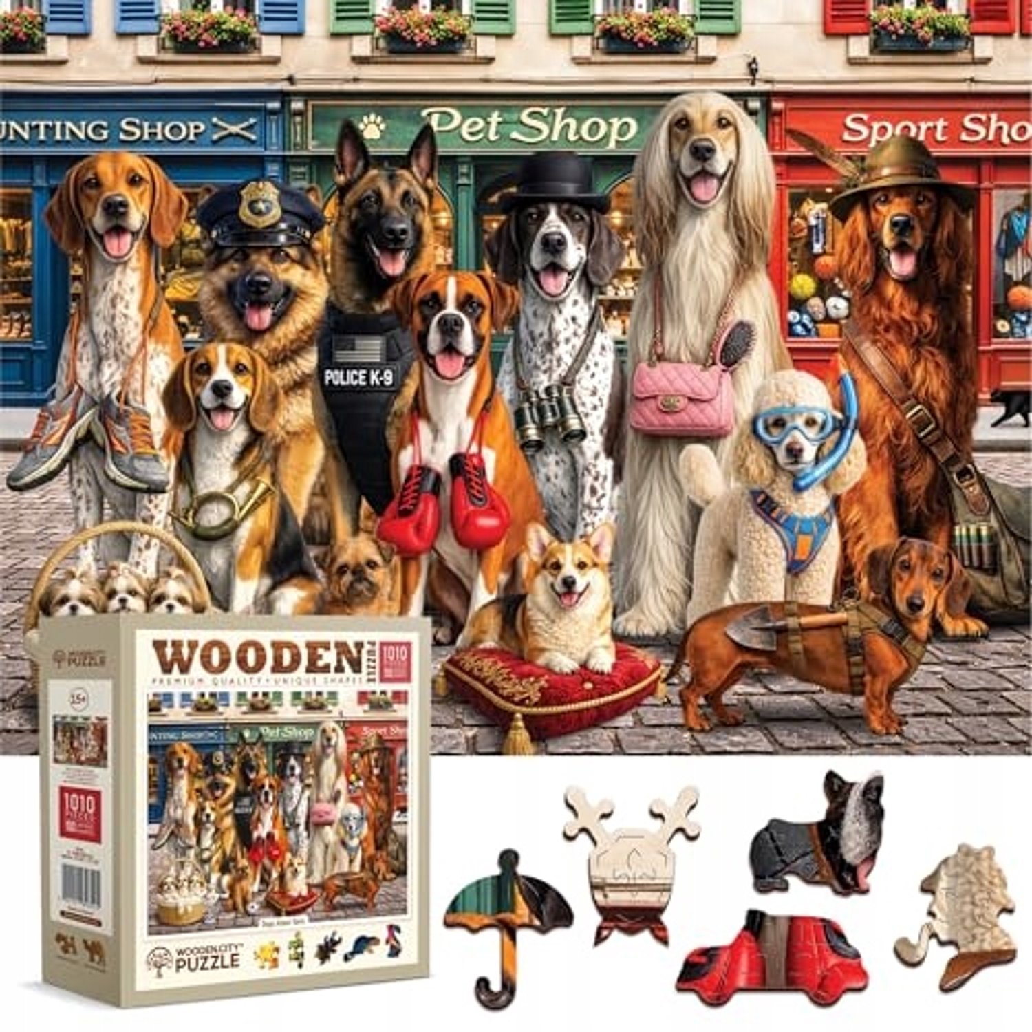 Wooden.City Puzzel 1000 Stukken - Honden in de Stad (NB 0824-XL)