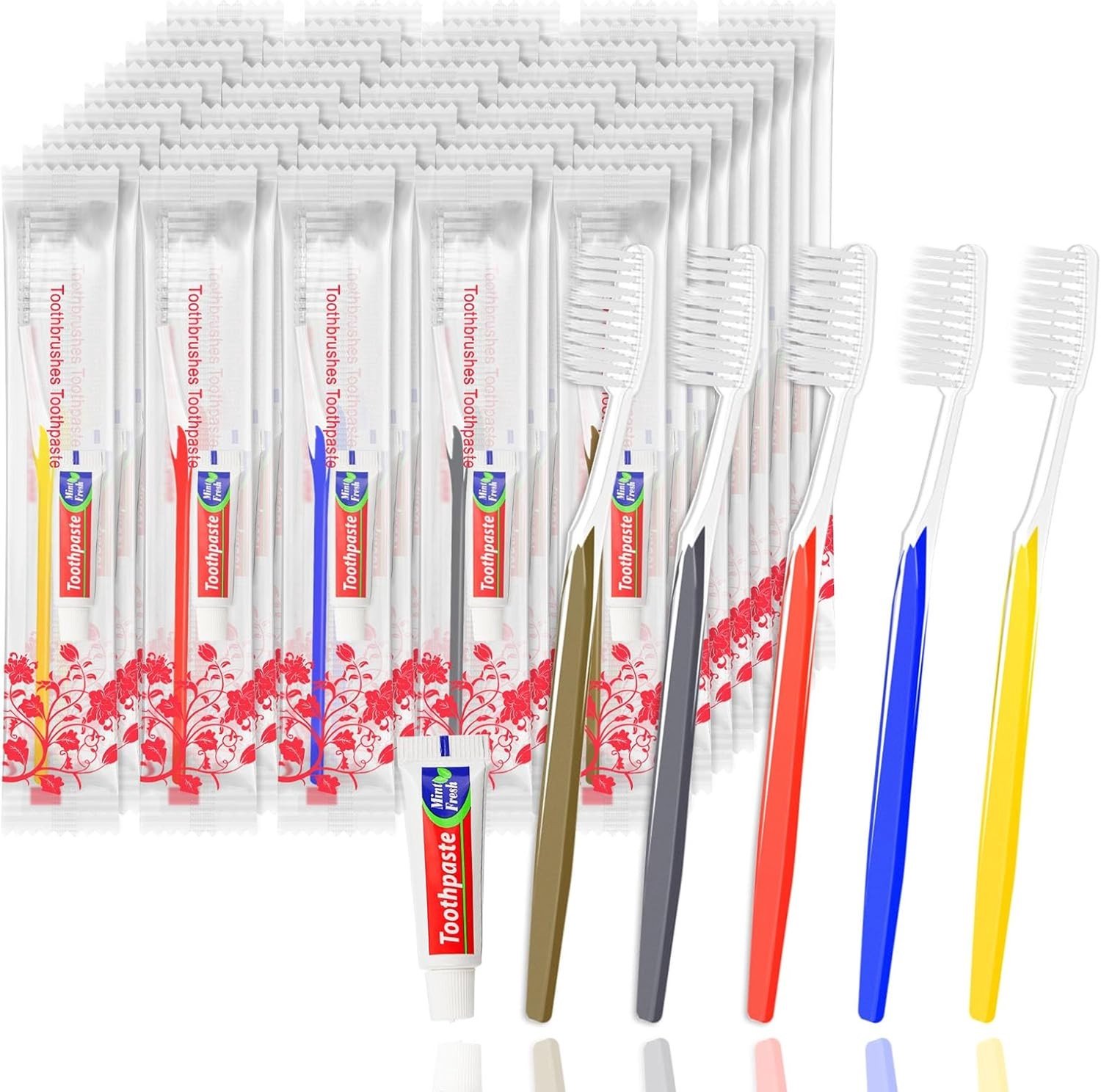 Reistandenborstelset - Multicolor - Reisformaat - Met Tandpasta - Voor Thuis en Op Reis