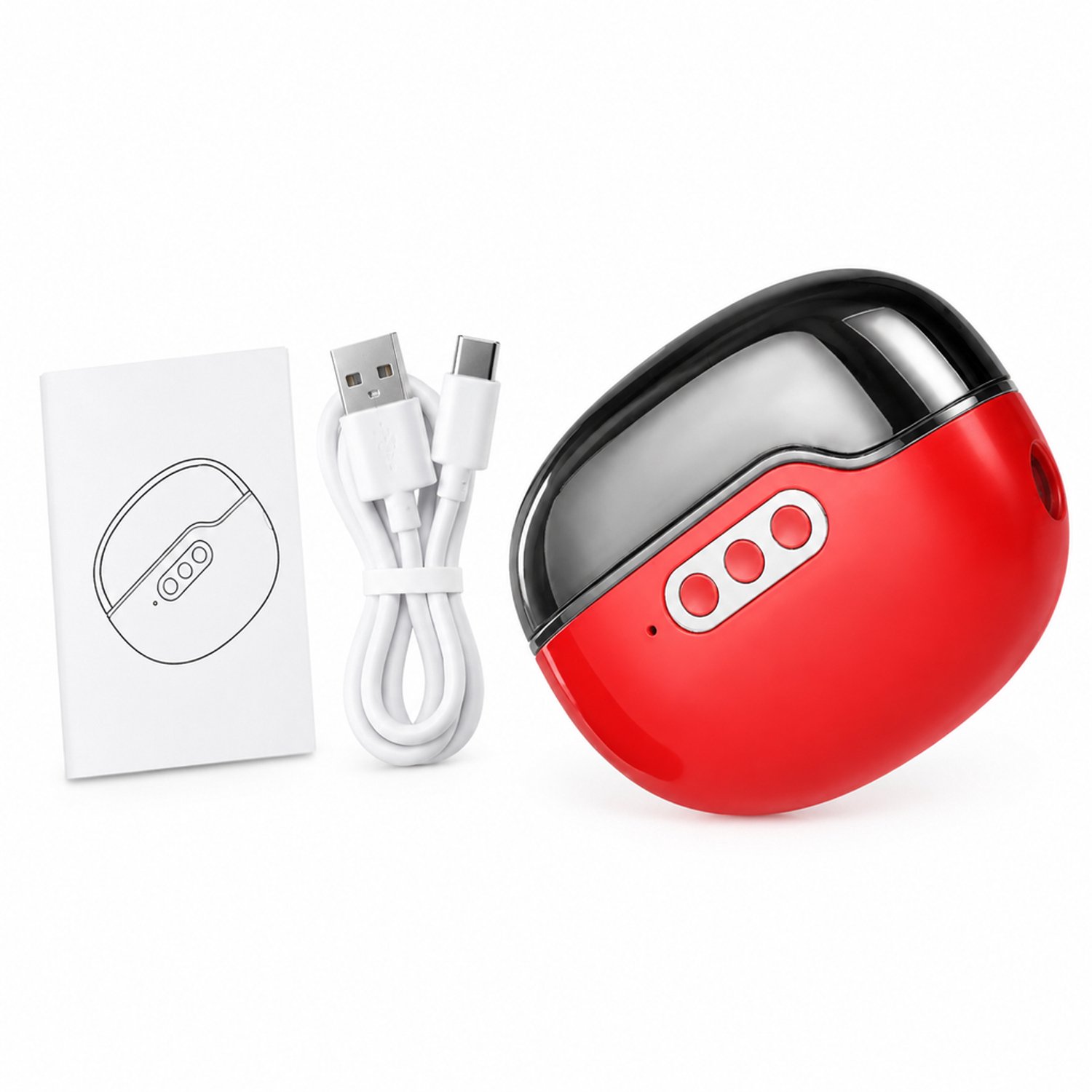 Elektrische nagelknipper - 4-in-1 - stil - met verlichting - oplaadbaar - rood - met apparaat, laadkabel en handleiding