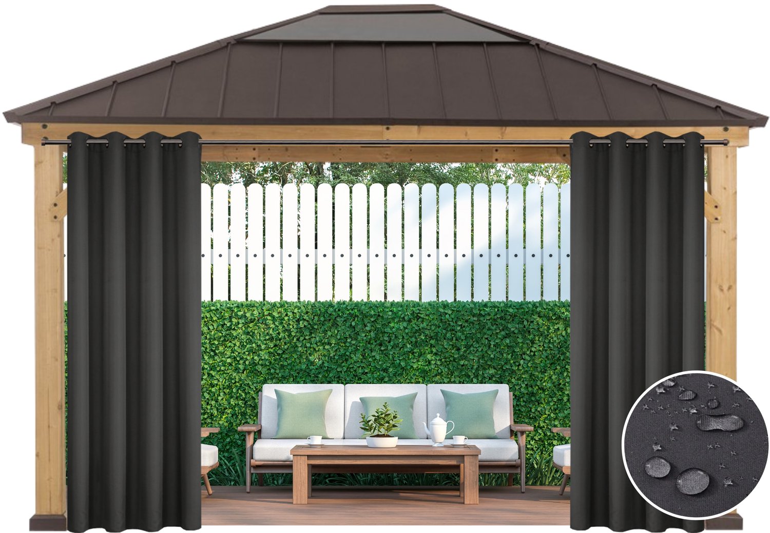 Waterdichte Tuindoek Gordijn 155x240cm voor Tuinhuis, Terras, Balkon