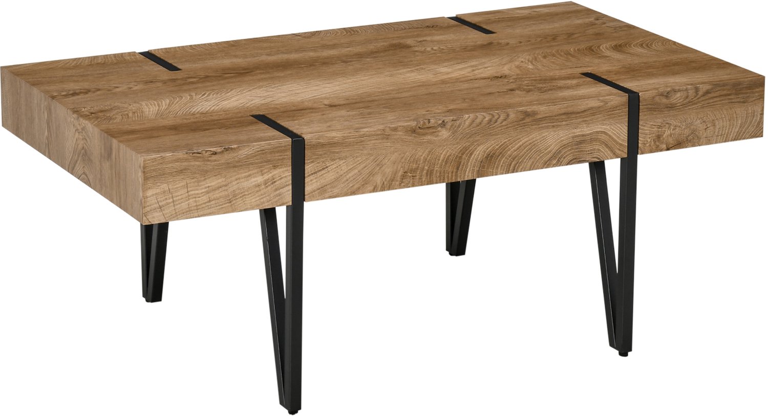 HOMCOM Salontafel - MDF - 105x60x42cm - Natuurlijk hout