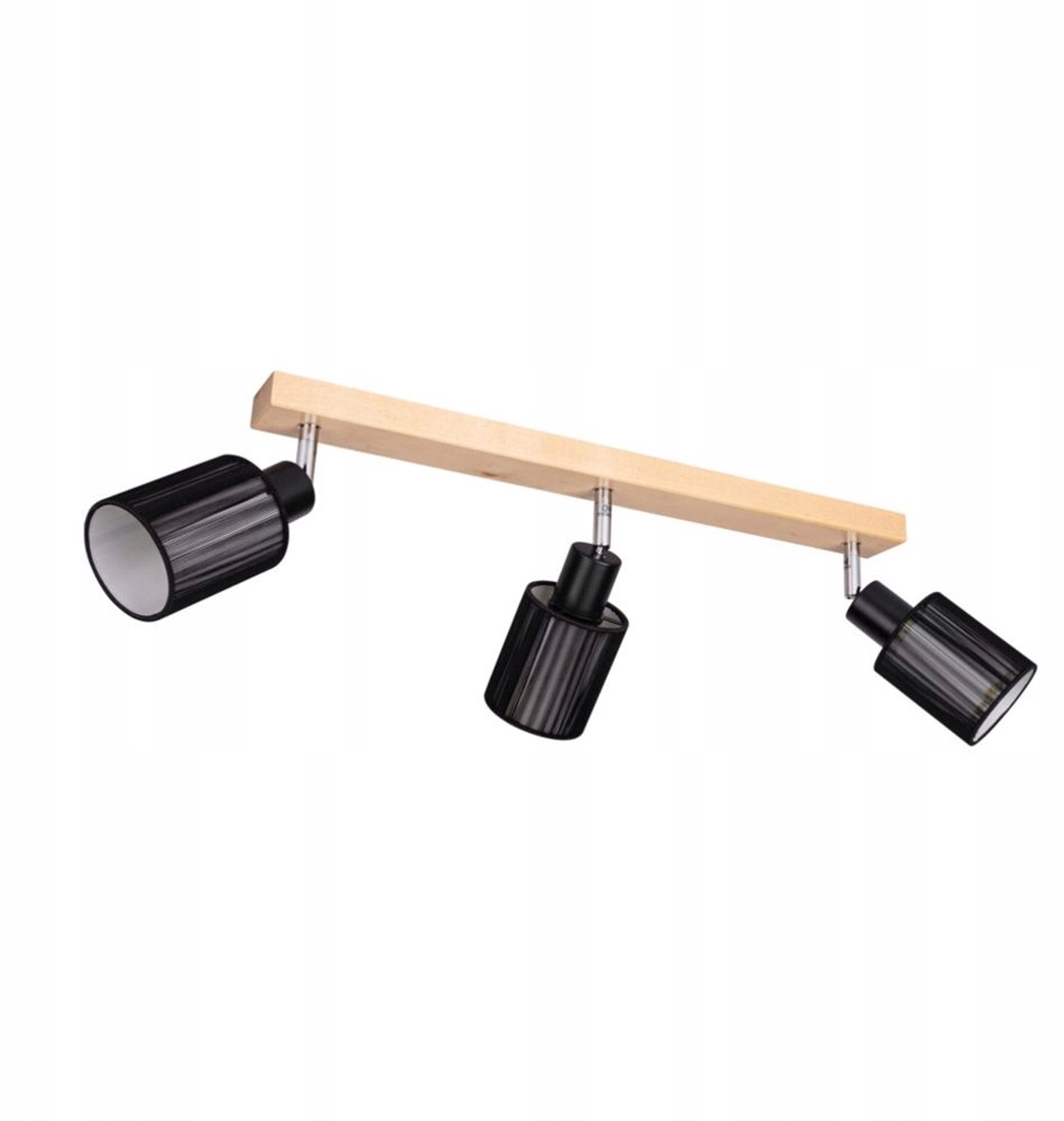 LED Plafond Lamp Carla 3x E14, Hout & Chroom, Verstelbaar