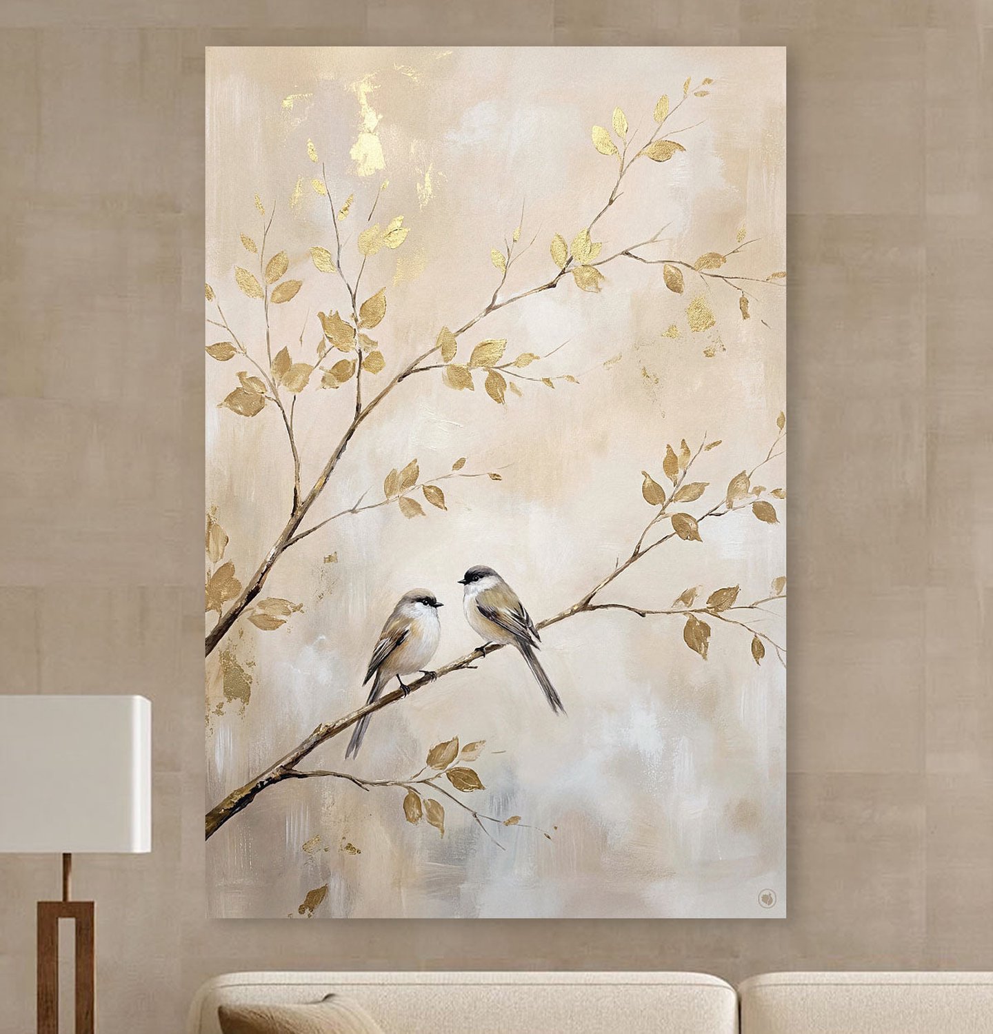 HIP ORGNL Golden Leaf Songbirds - Wanddecoratie Vogels - 60x90 cm