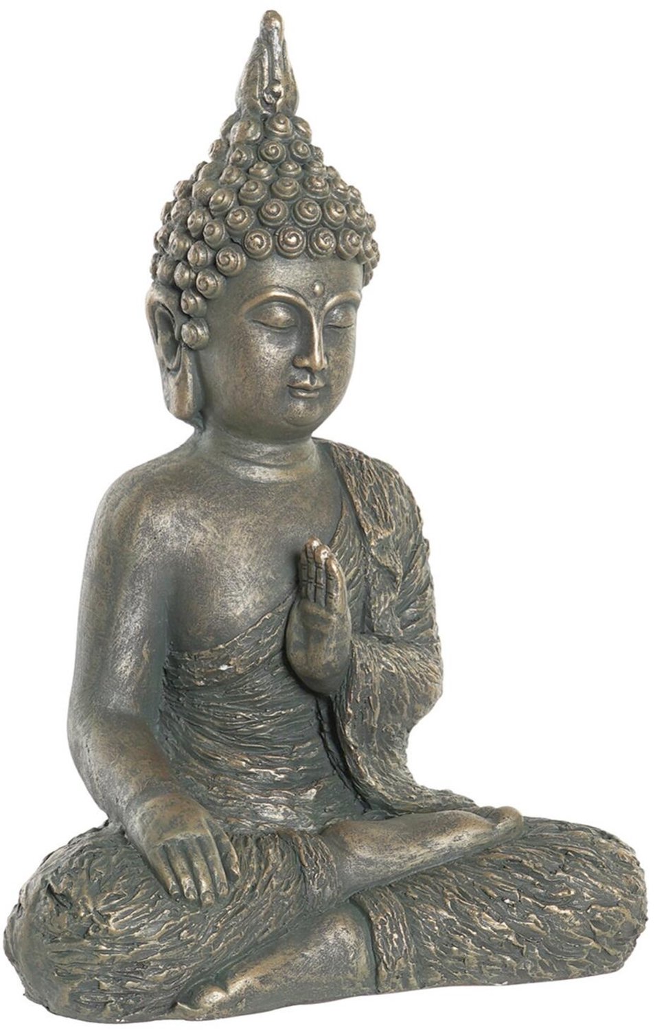Item International Boeddha beeld Oriental - binnen / buiten - kunststeen - antiek goud - 28 x 41 cm - huis en tuin beelden - Old look
