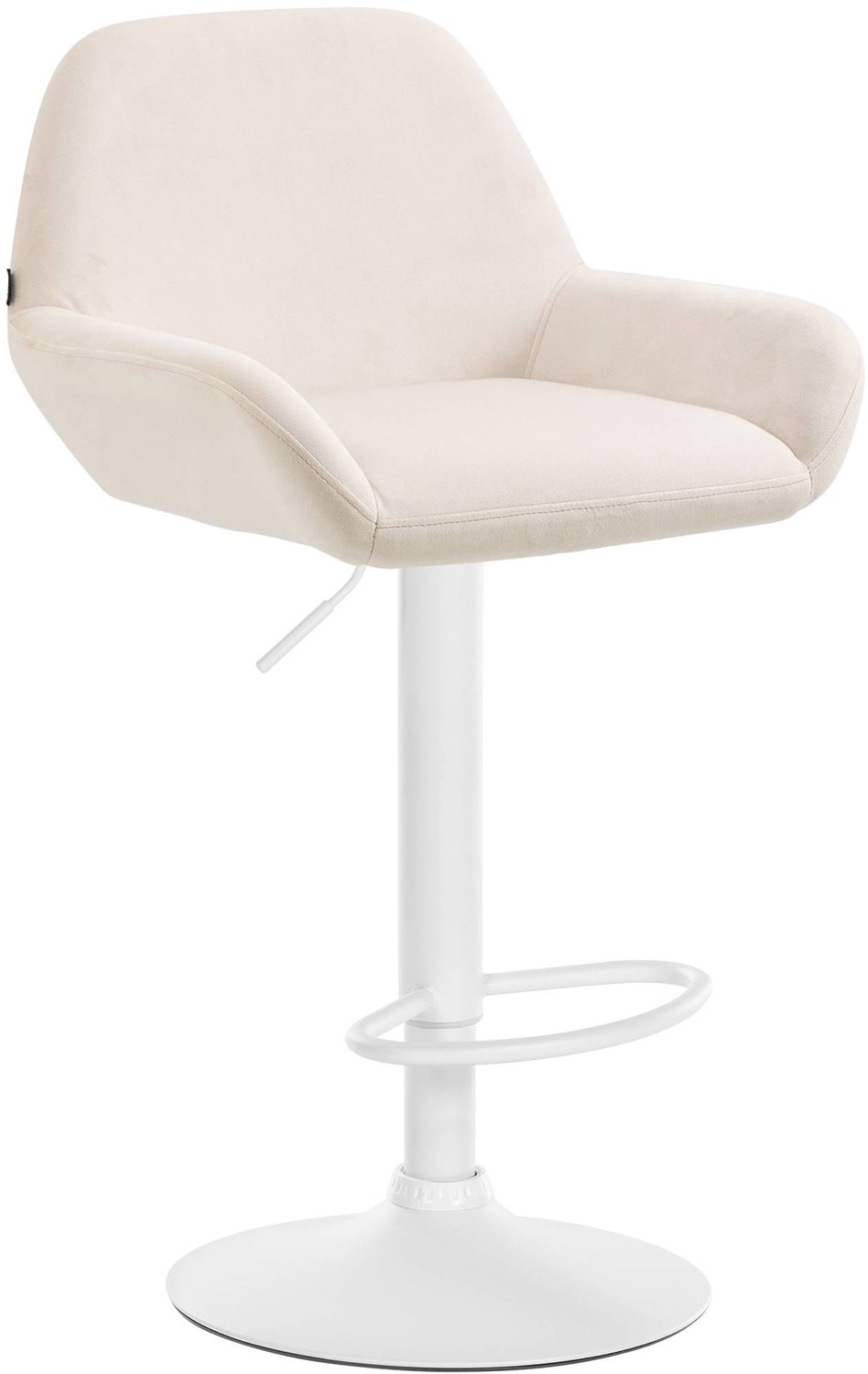 Luxe Comfort Barkruk - Verstelbaar - Fluweel - Crème Creme