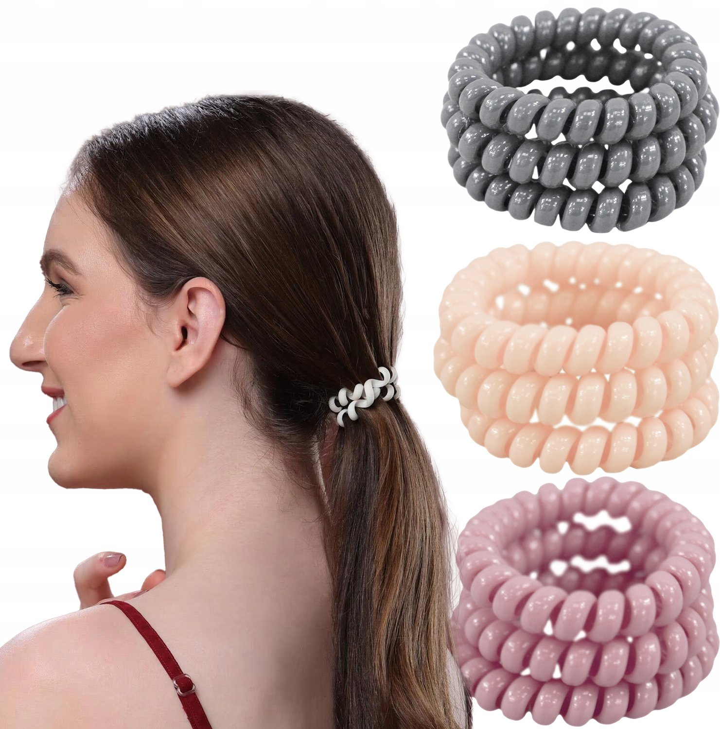 Set van 3 Haarelastiekjes Spiraal - Mix Kleuren