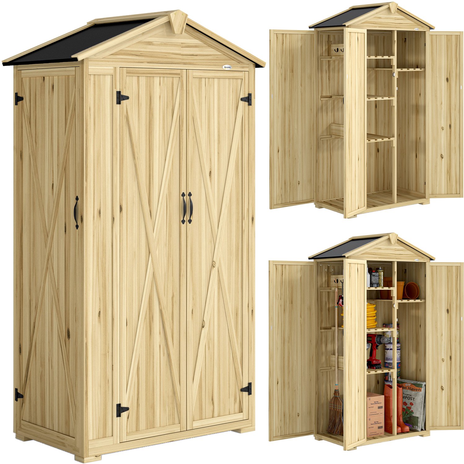 Outsunny Tuinberging - Vurenhout - 93 x 53 x 168 cm - Natuurlijk hout