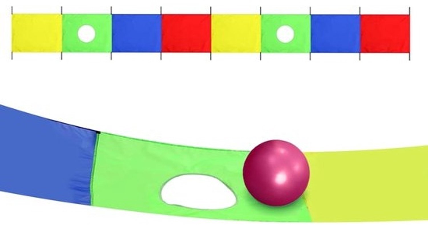 Regenboogparachutespel - Doek voor teamspel - Groepsactiviteit voor buiten - Scheurvaste vezels - 540 x 90 cm - Regenboog
