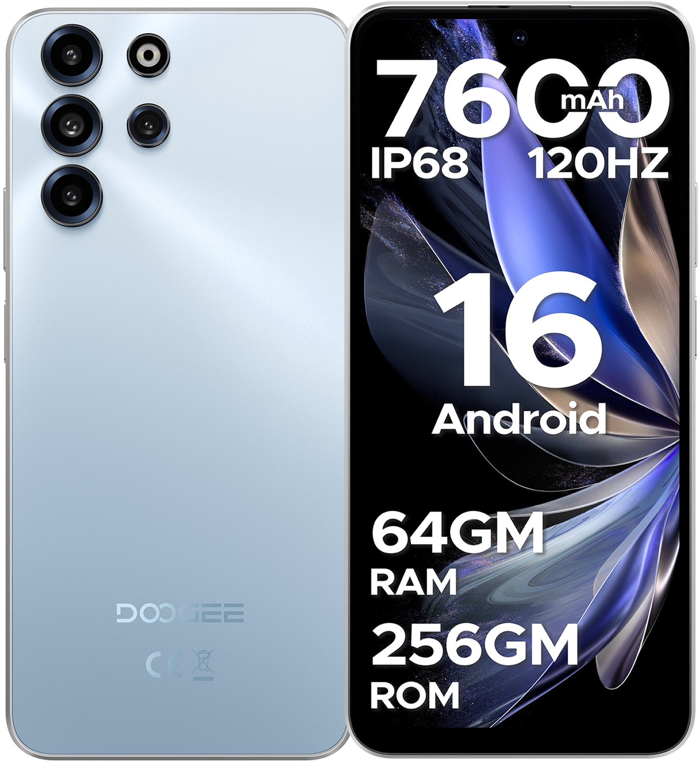 DOOGEE B10 Pro 4G - Robuuste Smartphone - Robuuste Telefoon - 64GB RAM + 256GB ROM (2TB/TF) - 6.63 FHD+120Hz - 7600mAh/33W - IP68/IP69K Waterproof Phone - Helio G100 - Face ID - NFC - OTG